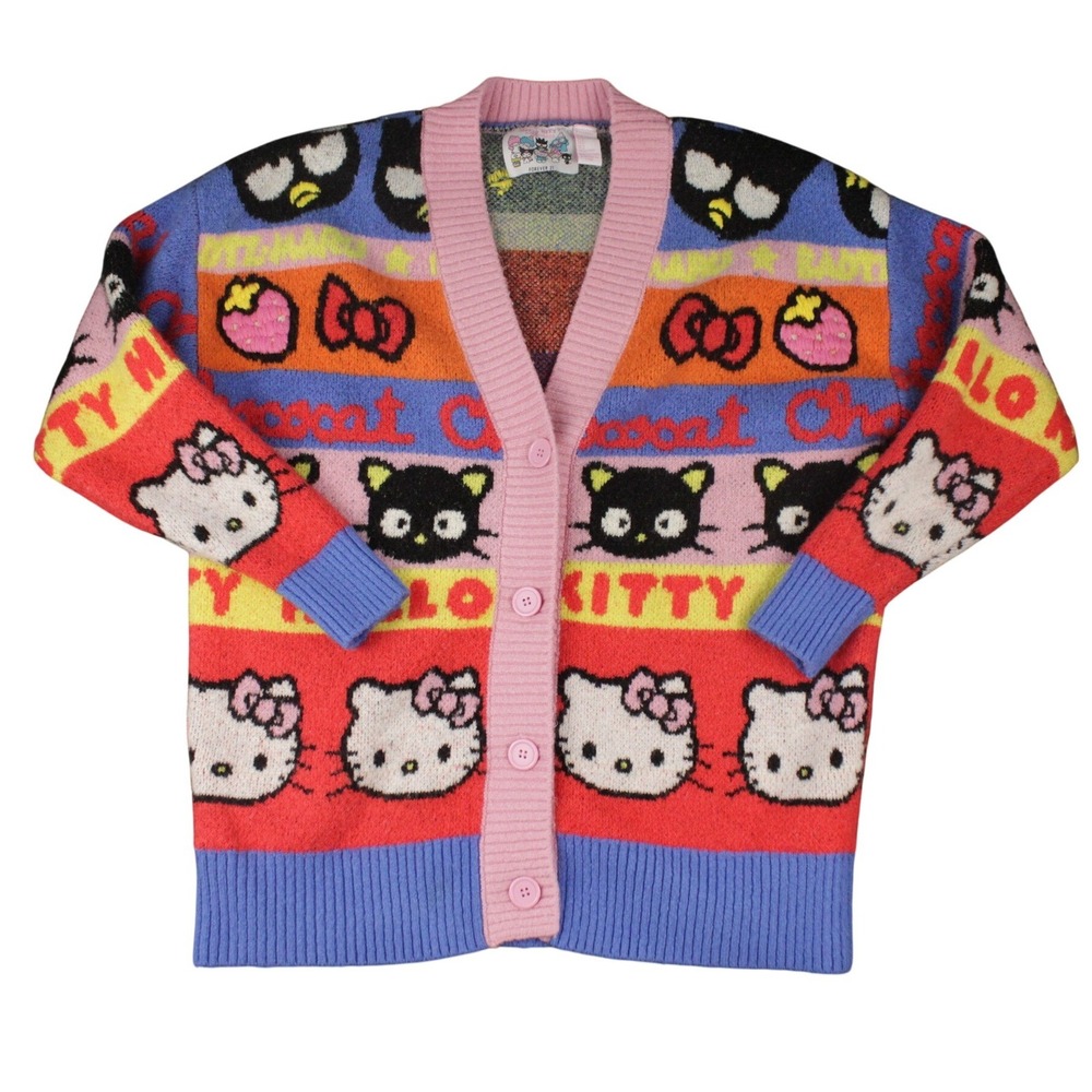 Hello Kitty Forever 21 Cardigan Sweater Womens M Multicolor Kawaii Sanrio‎
